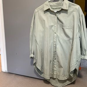 Free People over sized long sleeve/long overall button down. Poplin sleeves